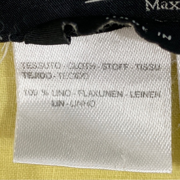 WEEKEND Max Mara Shirt Womens L Linen Yellow Button Up Long Sleeve Casual Italy - Picture 10 of 11